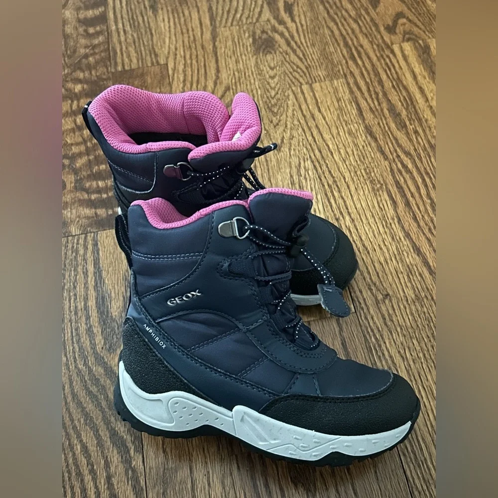 Geox Amphibiox Black Pink Winter Snow Boots Girls Gorpcore Waterproof US 10